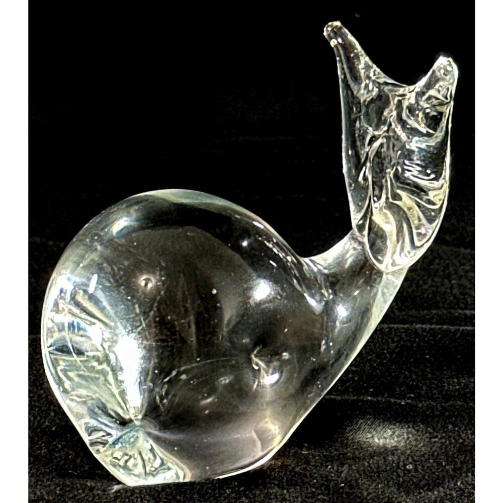 Vintage Clear Glass Whale Figurine Hand Blown 3” Murano Style - Picture 3 of 7